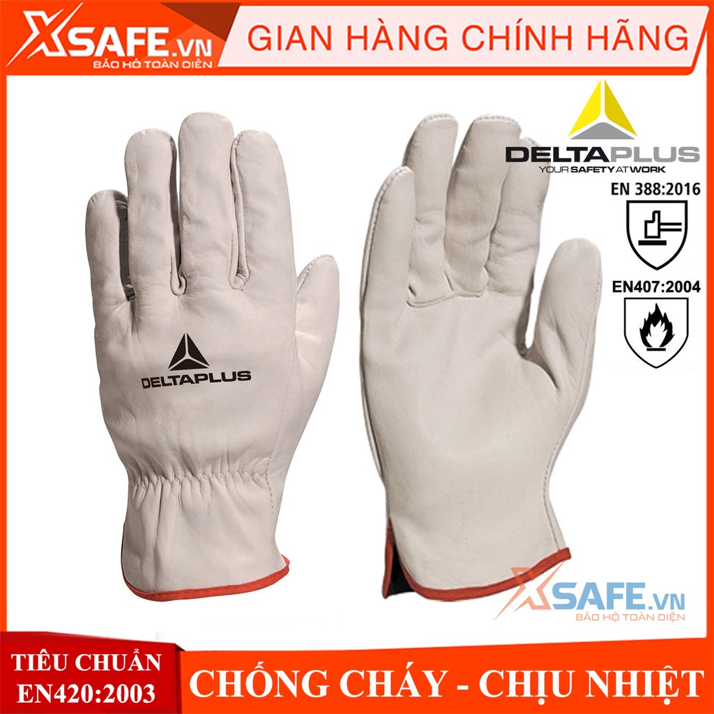 Găng tay da hàn Deltaplus FBN49-bao tay hàn chịu nhiệt-chống cháy-da bò độ linh hoạt cao cơ khí, sửa chữa,nông nghiệp