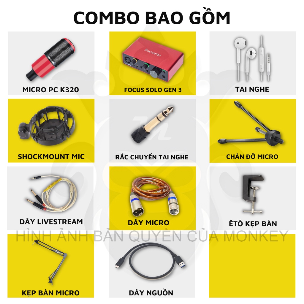 Mic Livestream | Micro thu âm Sound Card Focusrite Solo Gen 3 &amp; Mic TAKSTAR PC K320 Hát Livestream Chuyên Nghiệp