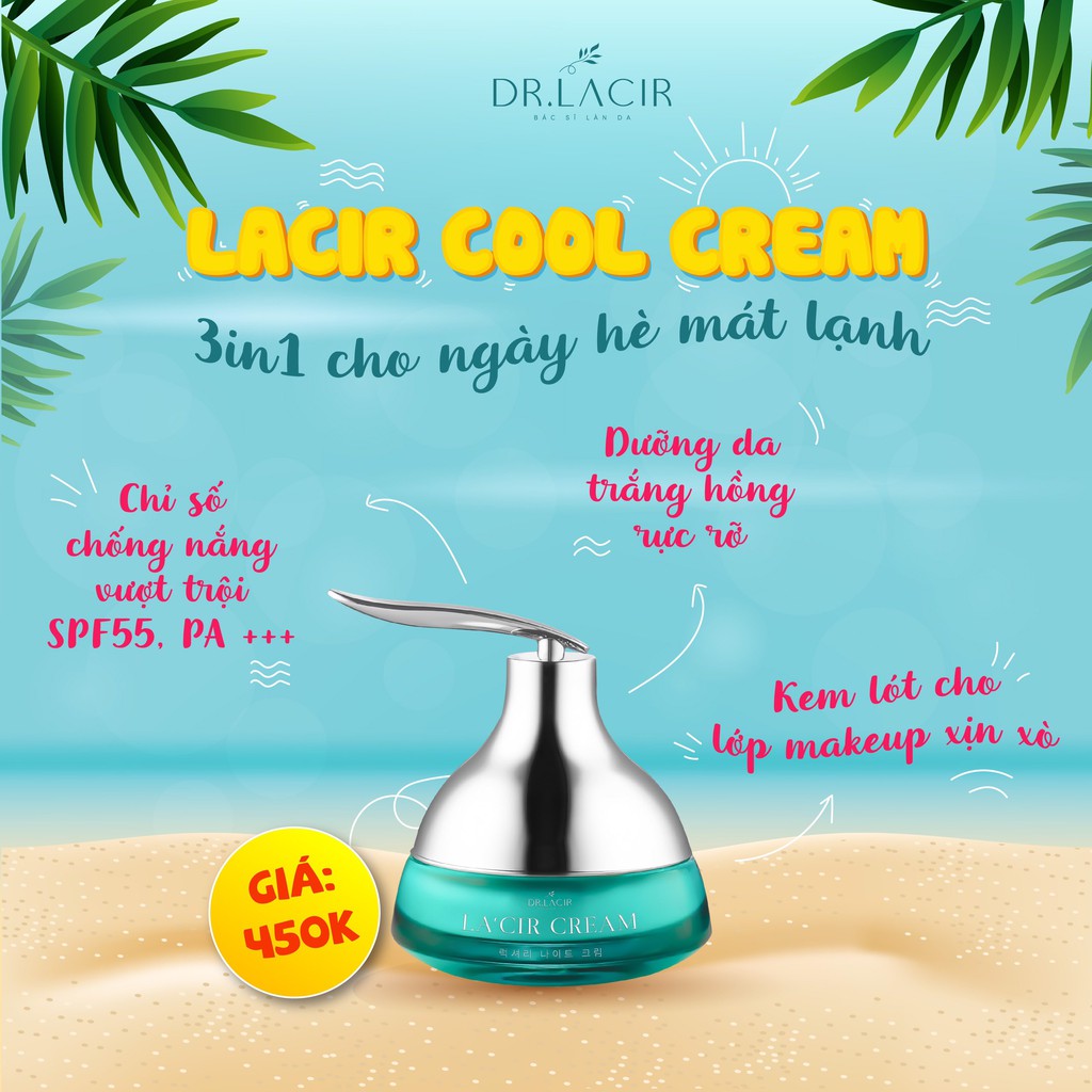 Kem Chống Nắng Vật Lý Cool Cream Drlacir,Hộp 35gram,Cấp ẩm cho da,Làm trắng da,Bảo vệ tác động của tia UVA,UVB