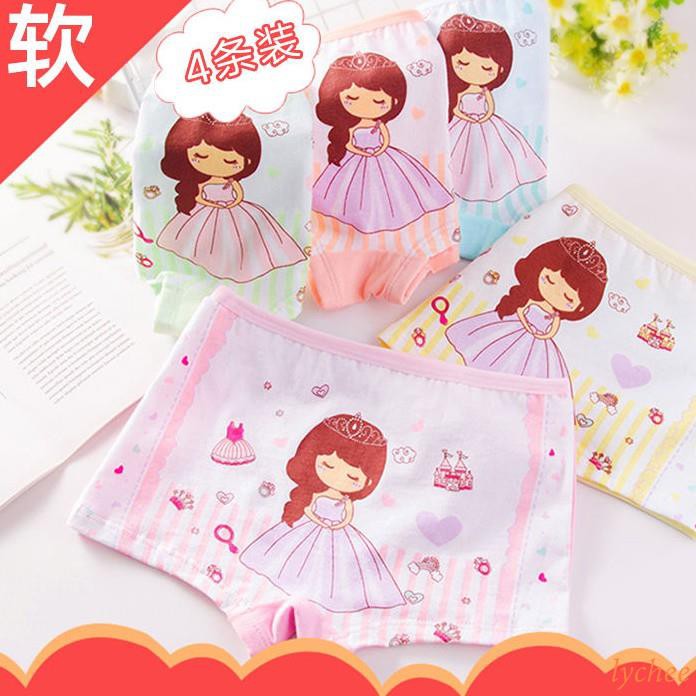 Set 4 Quần Lót cotton Họa Tiết Hoạt Hình Cho Bé Gái