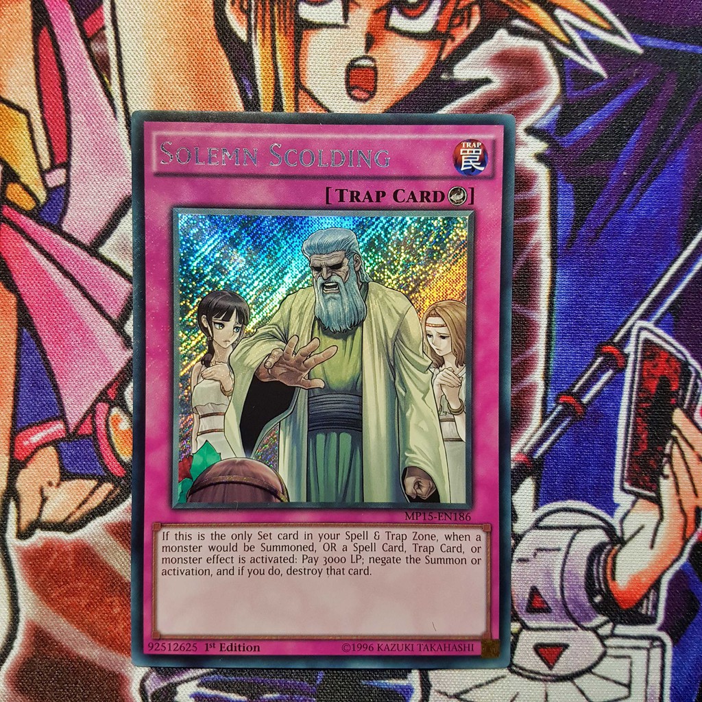 Thẻ bài Yugioh chính hãng | Solemn Scolding | MP15 Secret rare.