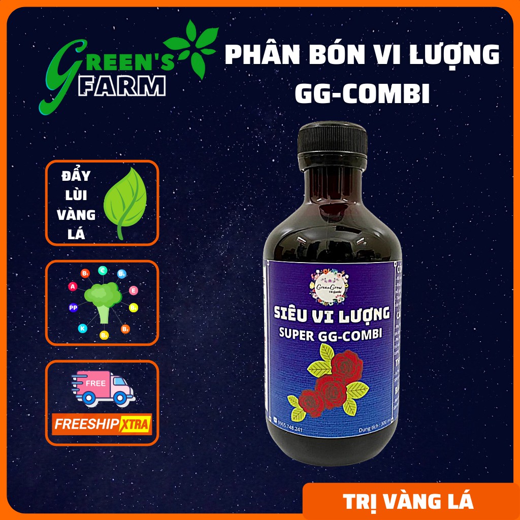 Phân bón lá vi lượng GG COMBI Green Farm chống còi cọc gân xanh vàng lá cho Hoa Hồng Hoa Lan MS114