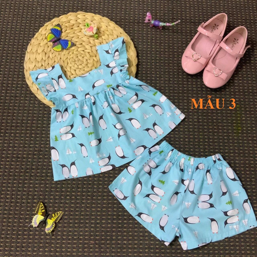 Bộ sát nách quần đùi Pijama cánh tiên Kate Lụa hình xinh bé gái (10~33kg)