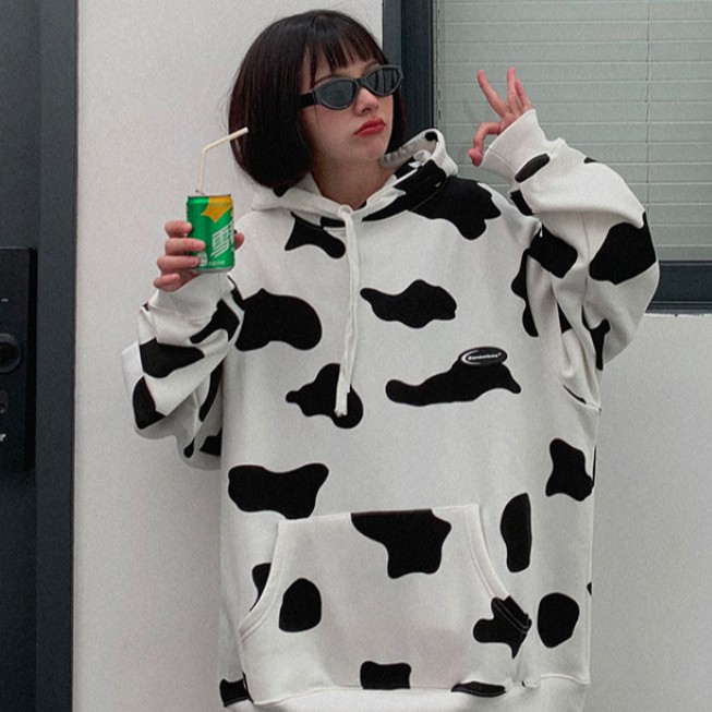 Áo Hoodies Tay Dài Họa Tiết Bò Sữa Phong Cách Hàn Quốc | BigBuy360 - bigbuy360.vn