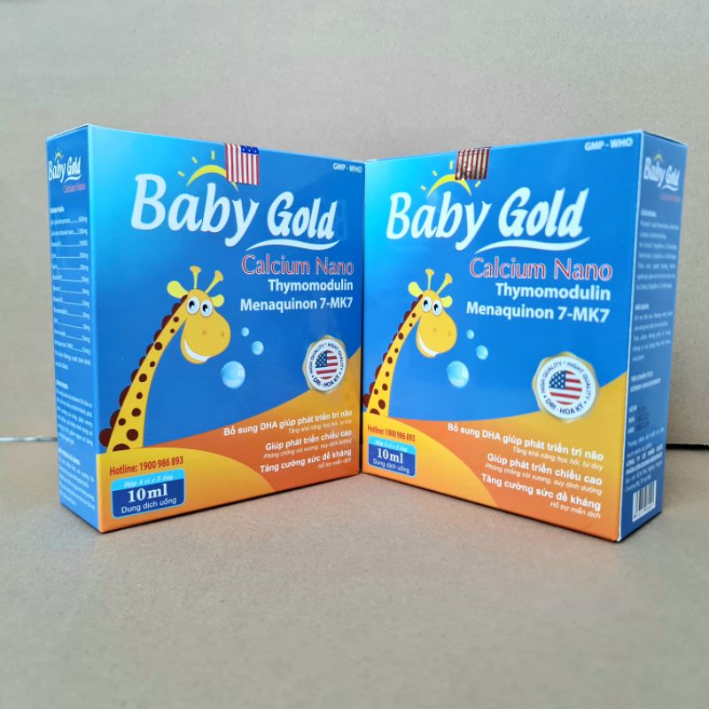 Baby Gold Calcium Nano bổ sung canxi, chống còi xương suy dinh dưỡng - Hộp 20 ống