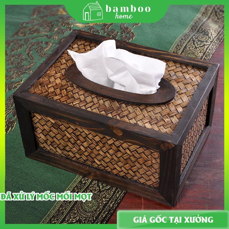 Hộp giấy ăn mây tre cói - Hộp đựng giấy ăn - The Bamboo