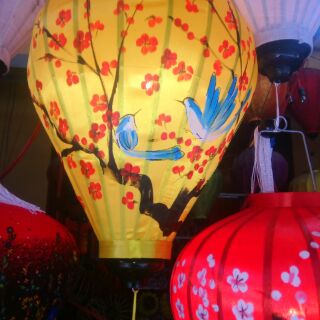 Cặp lồng đèn Hội An_vẽ hoa_dạng tỏi_size 45