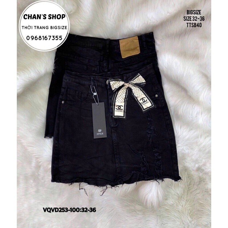 Bigsize 60-90kg CHÂN VÁY JEANS NƠ