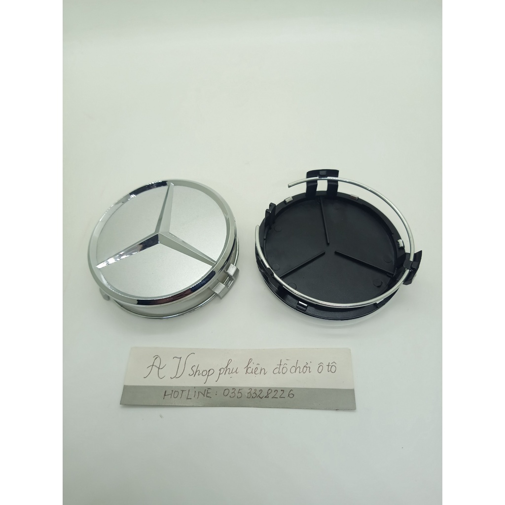 Logo chụp mâm, ốp lazang bánh xe ô tô Mercedes Benz cao cấp  Đường kính 75mm