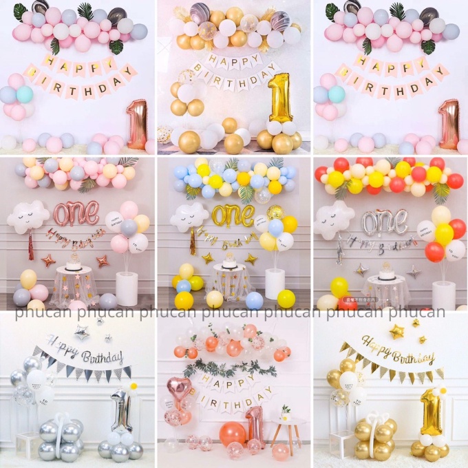 [Ảnh thật] Set trang trí sinh nhật theo concept dễ thương cho bé trai và gái TẶNG KÈM bơm bóng, keo dán tùy combo