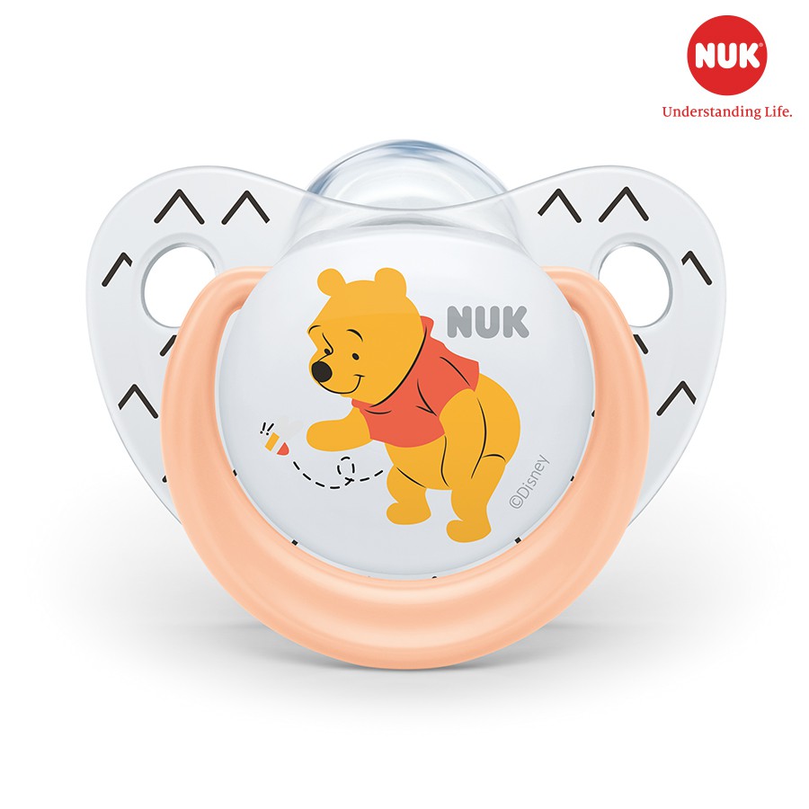 BỘ 2 TI GIẢ NUK SLEEPTIME SILICONE PLUS (DISNEY). Ti giả cho bé từ 0 - 6M. Tặng kèm tấm lót chống thấm cho bé.