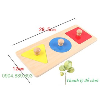 Bộ phân loại 3 hình (hình vuông, hình tròn, hình tam giác) - Giáo cụ montessori trẻ 0-3 tuổi