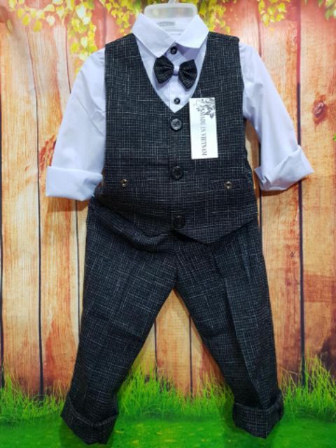 Bộ công tử kẻ hàng Cao Cấp siêu dễ thương cho bé trai 8-23kg