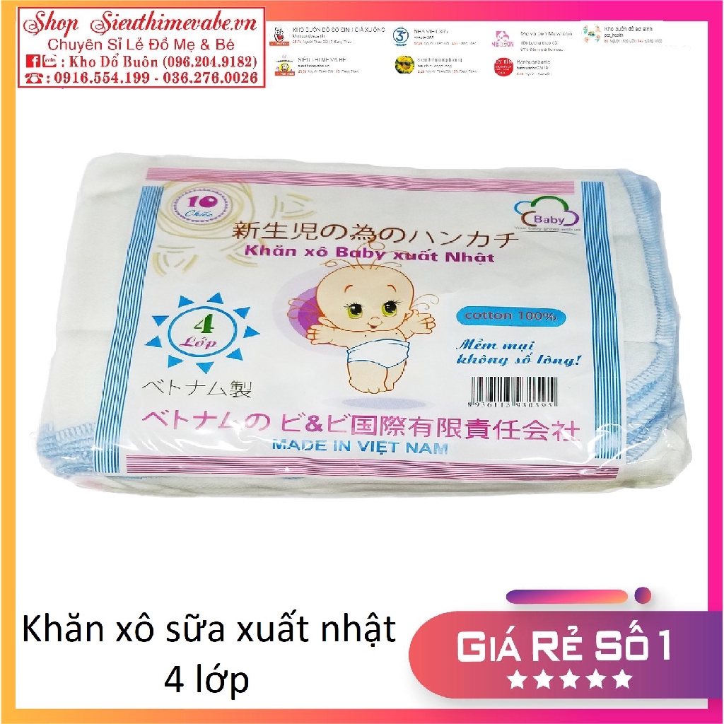 Khăn xô sữa xuất Nhật cao cấp 4 lớp Sét 10