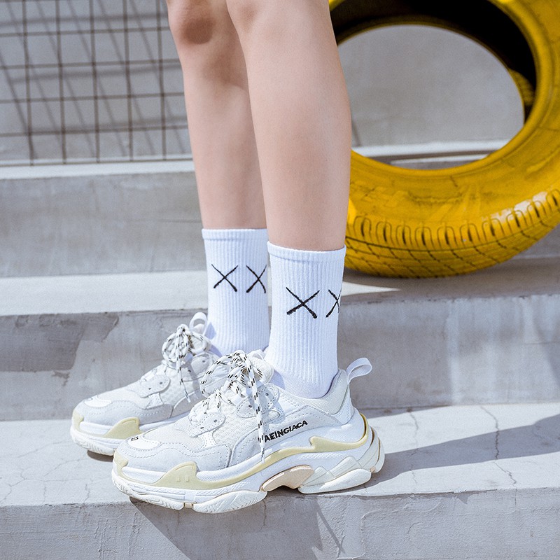 Tất Cotton Cổ Cao In Hình Kaws Thời Trang Cho Nam Nữ