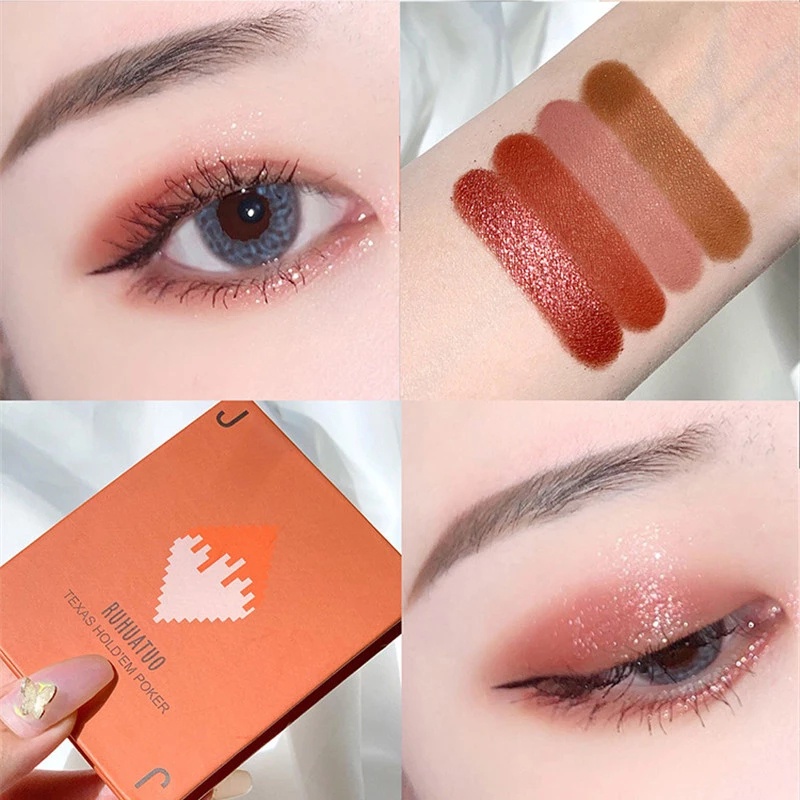 [Hàng mới về] Bảng Phấn Trang Điểm Mắt 4 Màu Ánh Nhũ Bắt Sáng Lâu Trôi