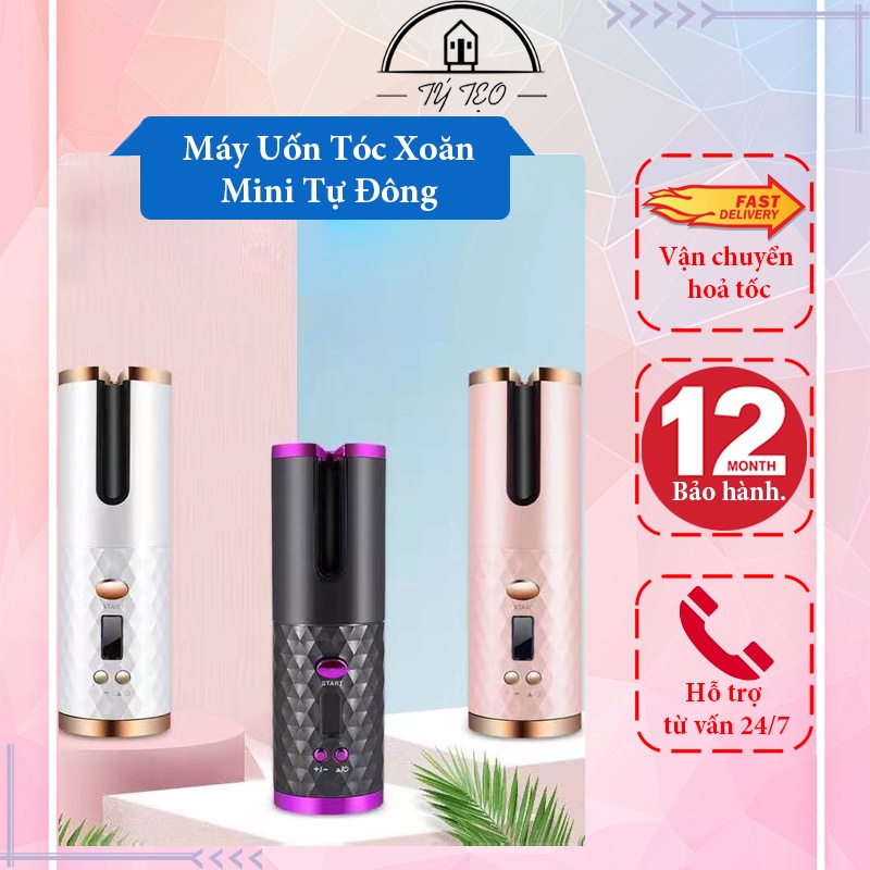 Máy Uốn Tóc Mini Tự Động Xoay Không Dây Cầm Tay - Kiểu Dáng Hiện Đại, Có Kèm Dây Sạc- MT069 - Gia Dụng Tý Tẹo