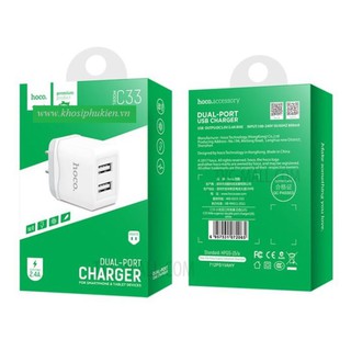 Cóc sạc nhanh hoco c33 - 2 cổng usb 2.4a