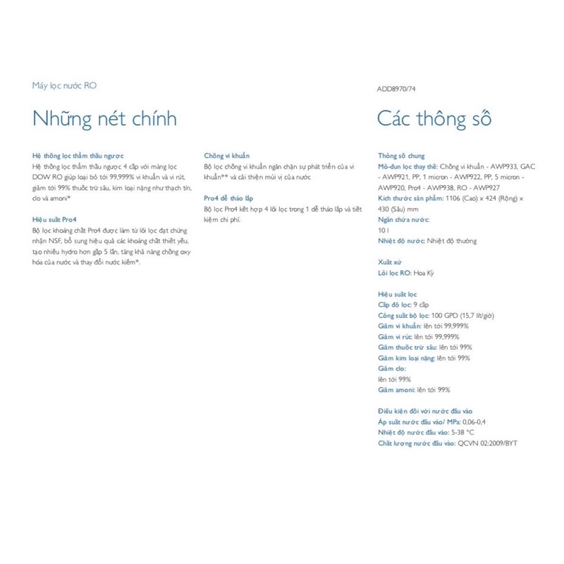 Máy lọc nước RO Alkaline 9 cấp lọc Philips ADD8960 ADD8970 - Hàng chính hãng - Bảo hành 24 tháng