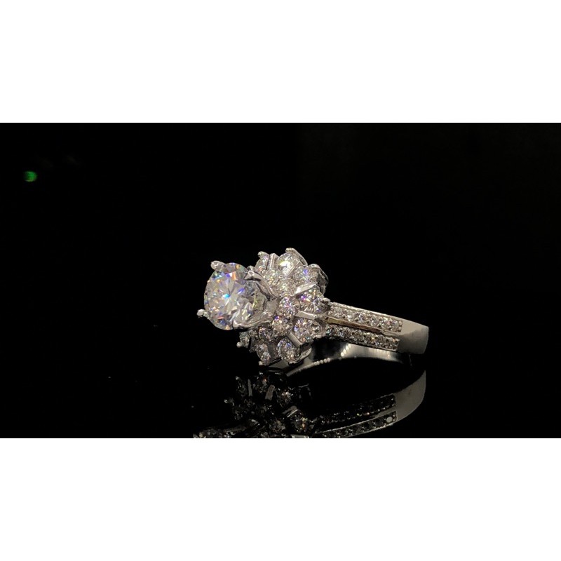Nhẫn kim cương Moissanite bằng bạc 950 xi bạch kim