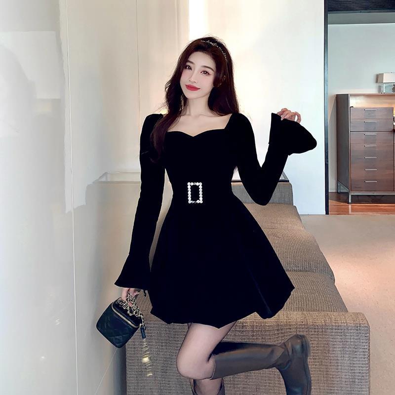 IELGY Đầm Thời Trang Pháp Nhấn Eo Quyến Rũ Cho Nữ