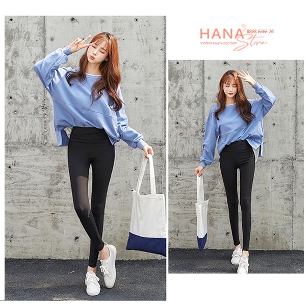 Quần legging cạp cao gen bụng co giãn nữ có túi trước sau nâng mông - Quần legging đen dài vải Umi Hàn dày dặn tập gym