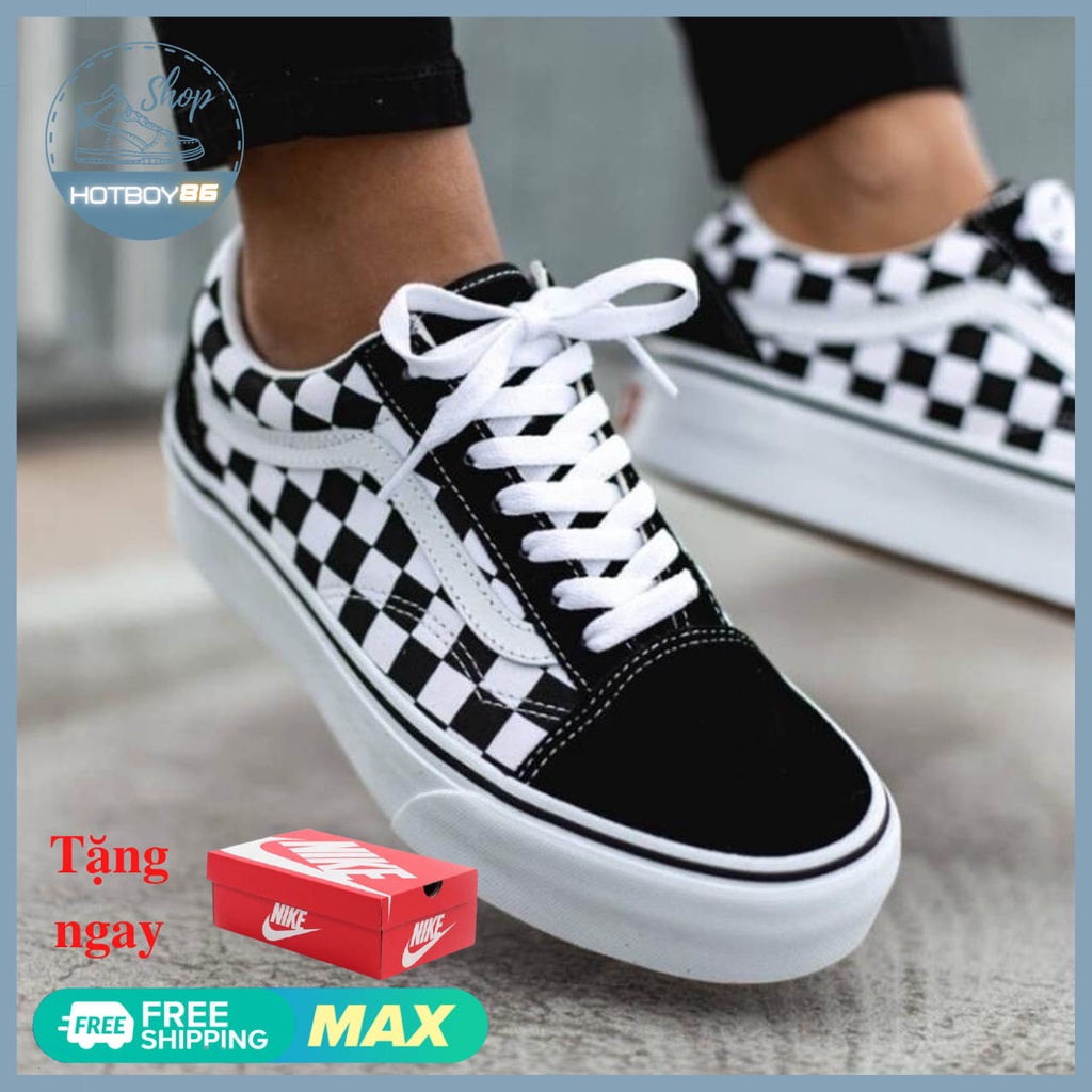 Giày thể thao nam nữ vans old skool caro đen trắng thời trang