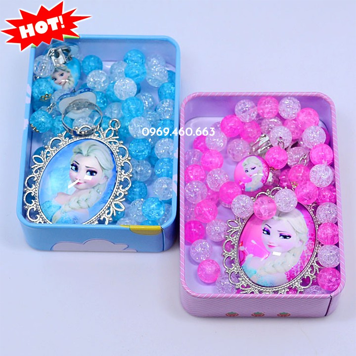 Bộ Phụ Kiện Elsa. Phụ Kiện Công Chúa Elsa có Dây Truyền, Nhẫn, Khuyên Tai và Vòng Tay