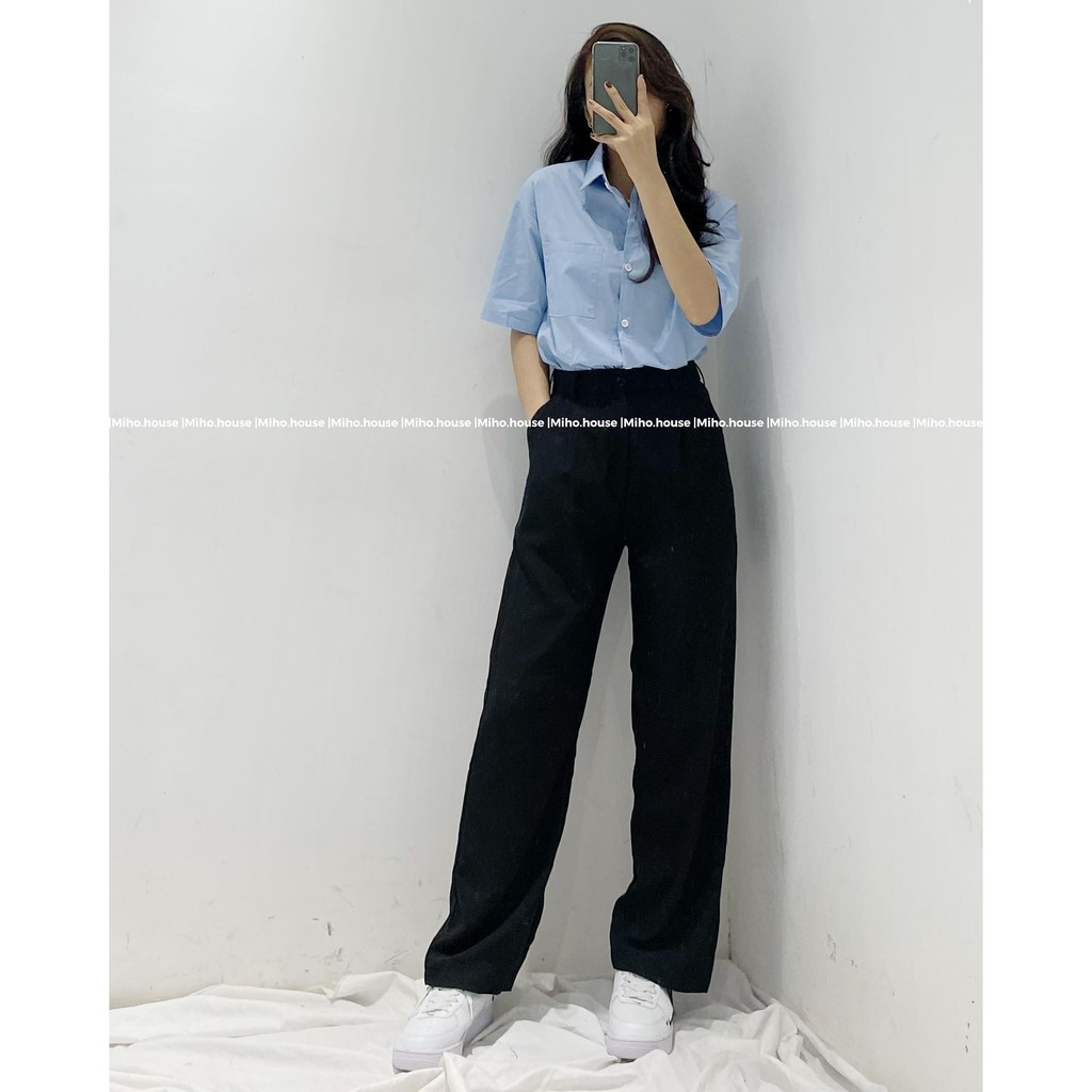 [Mã FAMARAL1 giảm 10K đơn 50K] (FREESHIP)Áo sơ mi cộc tay túi bên ngực miho.house