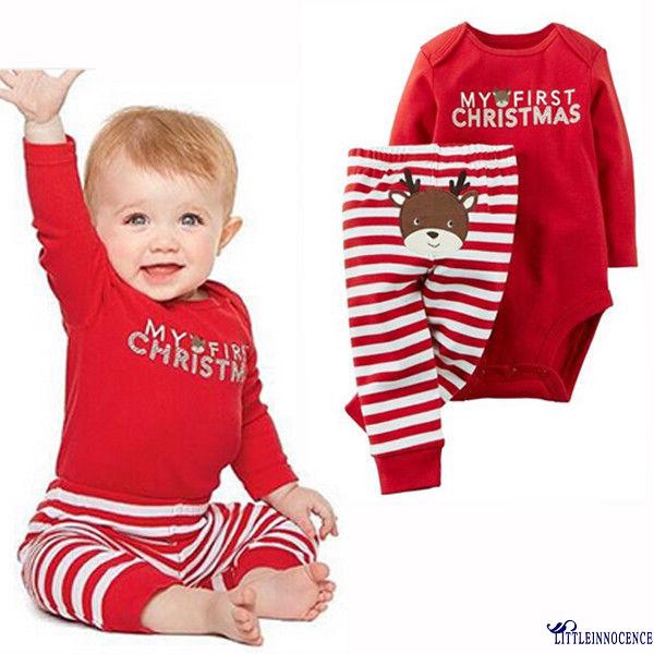 2PCS Newborn Baby Boys Girls Unisex Set Xmas Outfits Clothes