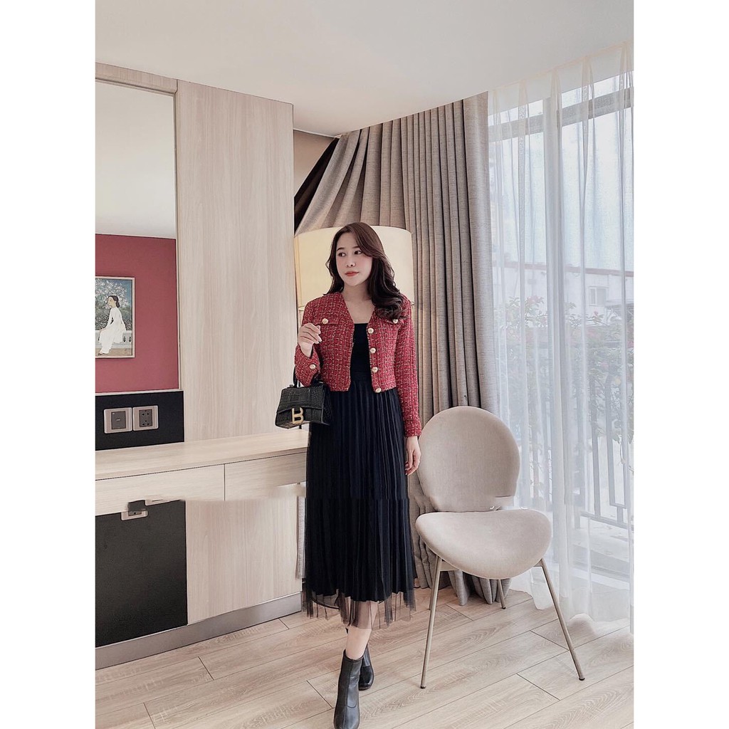 [HÀNG ĐẸP] Chân Váy Nữ Xếp Ly Hai Lớp Nhũ Và Ren Dáng Midi_Dịu Dàng_Tôn Dáng | BigBuy360 - bigbuy360.vn