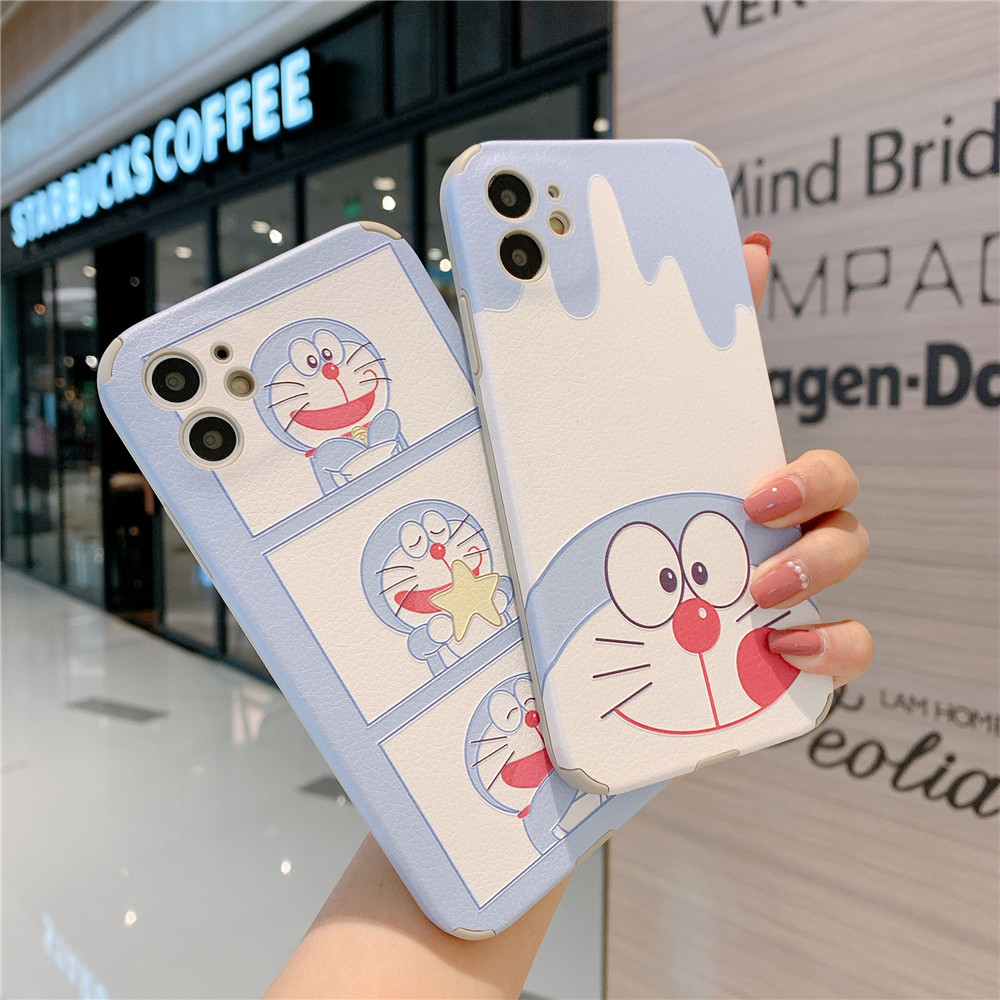 Doraemon Ốp lưng iPhone 12 Pro Max Case Straight Square Casing X XR Xs Max Soft Cover