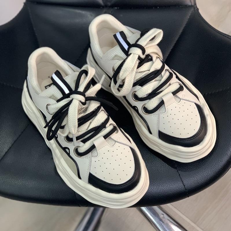 Giày thể thao Ulzzang đế bánh mì độc đáo nam nữ Giầy sneaker độn đế dây dôi Hot Trend 2022