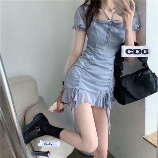 Đầm ôm trễ vai tay phồng xếp ly thời trang