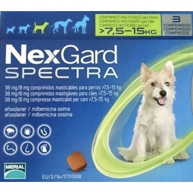Viên nhai Nexgard Spectra 7.5-15kg - cho chó về nội ngoại ký sinh trùng