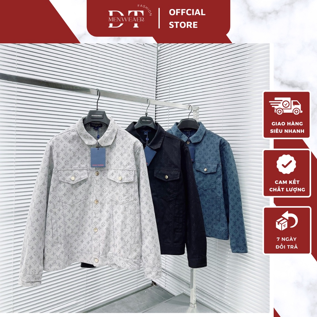 Áo Khoác Nam Lv Dập Vân Phối Họa Tiết Túi Ngực - Áo Khoác Lv Chất Vải Thô Cao Cấp Dành Cho Nam DT FASHION MENWEAR