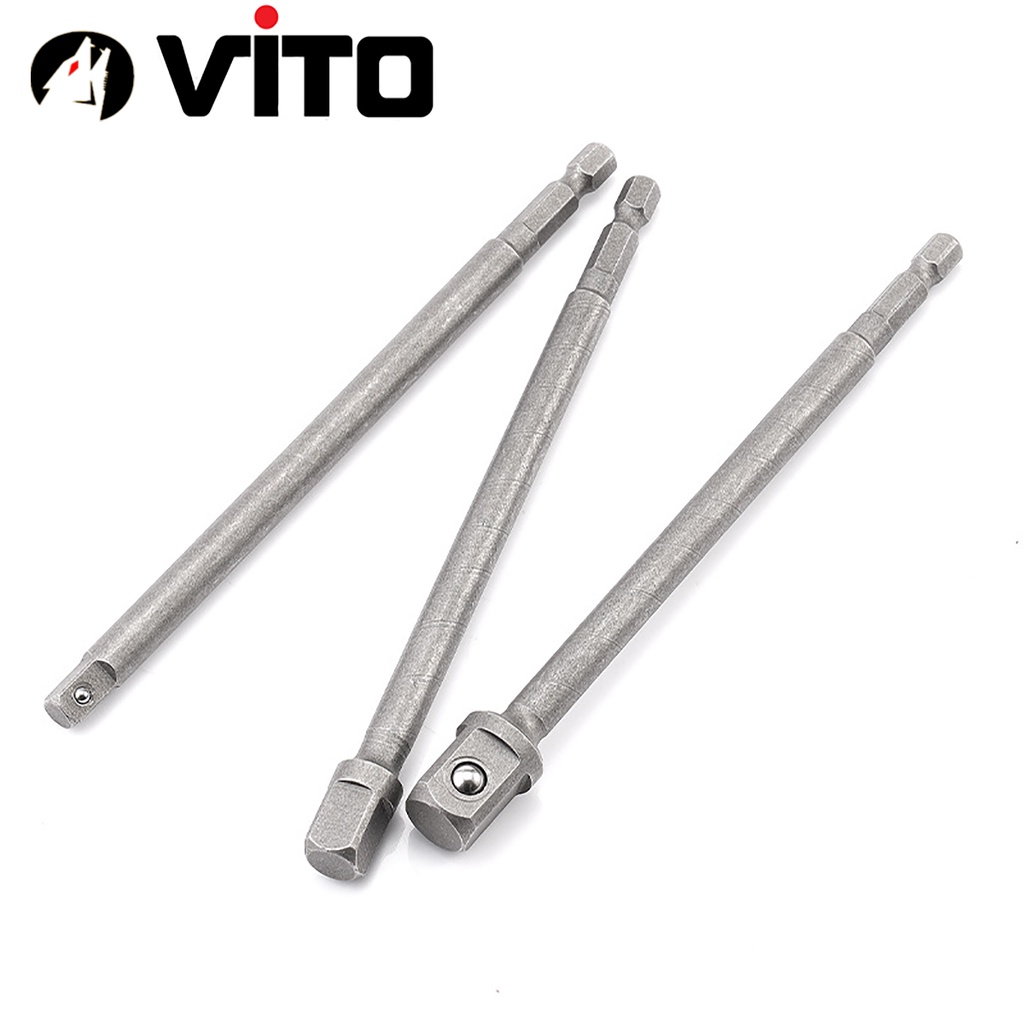 Cây 150mm 3 Đầu Chuyển Sang Khẩu Bulong 1/4&quot; 3/8&quot; 1/2&quot; VITO Gắn Cho Máy Khoan, Máy Bắn Vít