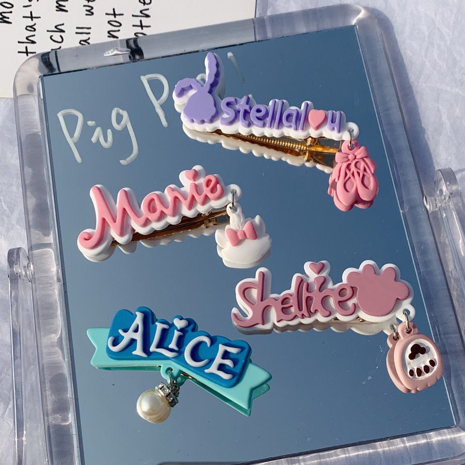 ✨✨Kẹp Tóc Mái Hông Bảng Chữ Cái Tiếng Anh Hoạt Hình Dễ Thương Ngọt Ngào Cho Nữ Sinh