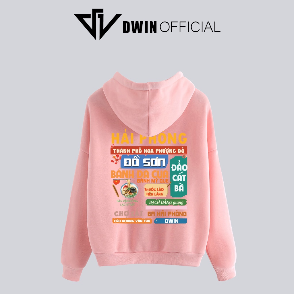 Áo hoodie Hải Phòng nỉ unisex DWIN basic nam nữ form rộng oversize local brand SP00066