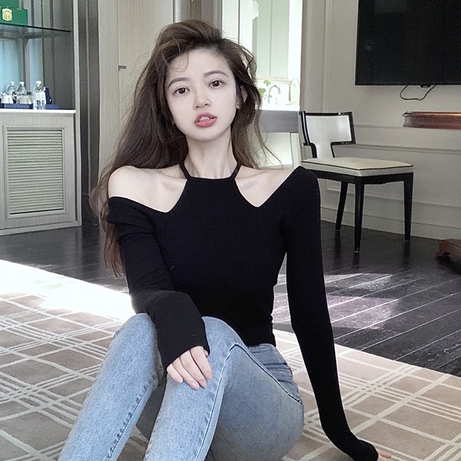 Happy-store ❤️ Áo mặc trong tay dài buộc cổ