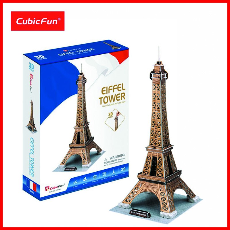 Mô hình lắp ráp 3D tháp Eiffel bằng vật liệu cao cấp - CubicFun - Eiffel Tower - Phát triển kỹ năng cho trẻ