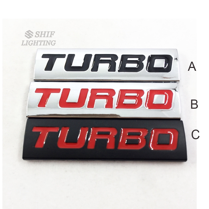 Decal kim loại họa tiết chữ TURBO trang trí đuôi xe ô tô