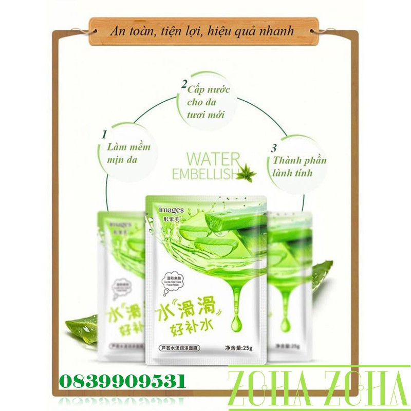 Mặt nạ giấy Lô Hội mask Nha Đam dưỡng trắng cấp ẩm sâu và cấp nước cho da Zoha