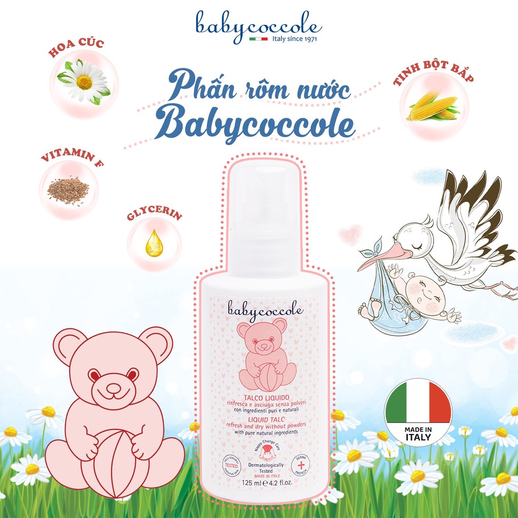 Phấn rôm nước với tinh bột bắp Babycoccole 0M+