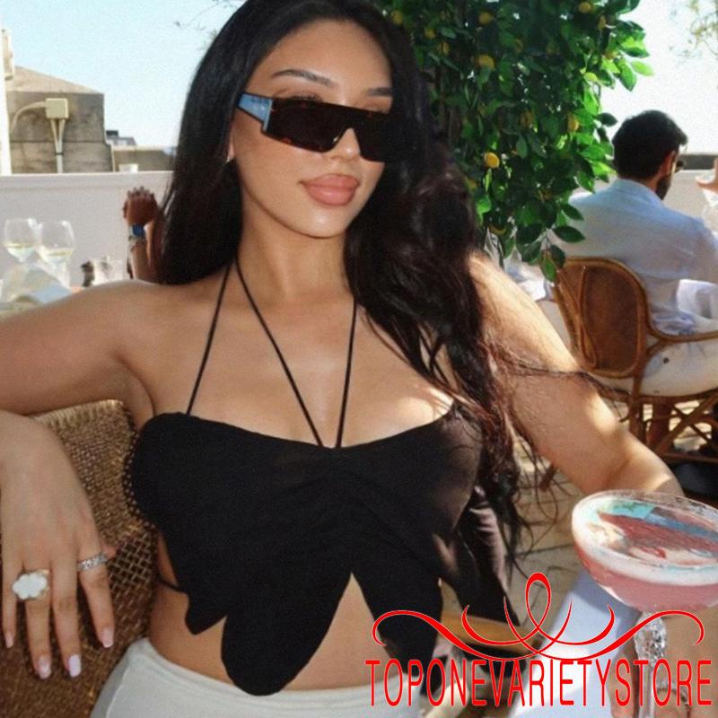 Áo Croptop Sát Nách Hoạ Tiết Bướm Thiết Kế Hở Lưng Quyến Rũ