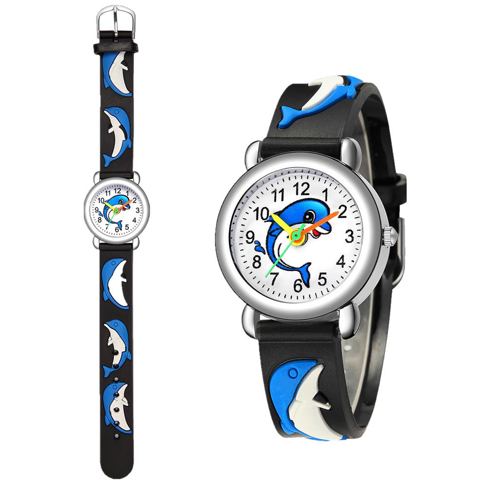 Đồng hồ thời trang trẻ em bé trai - bé gái dây silicon hình cá heo siêu dễ thương PKHRTE020-Ca-heo
