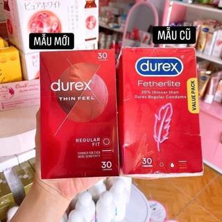 [Có che tên] Bao cao su siêu mỏng Durex Fetherlite Hộp 30 chiếc