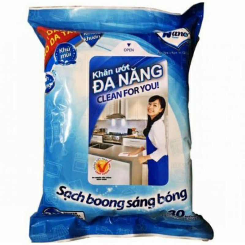 Khăn ướt lau đa năng Nano Gói 30 miếng