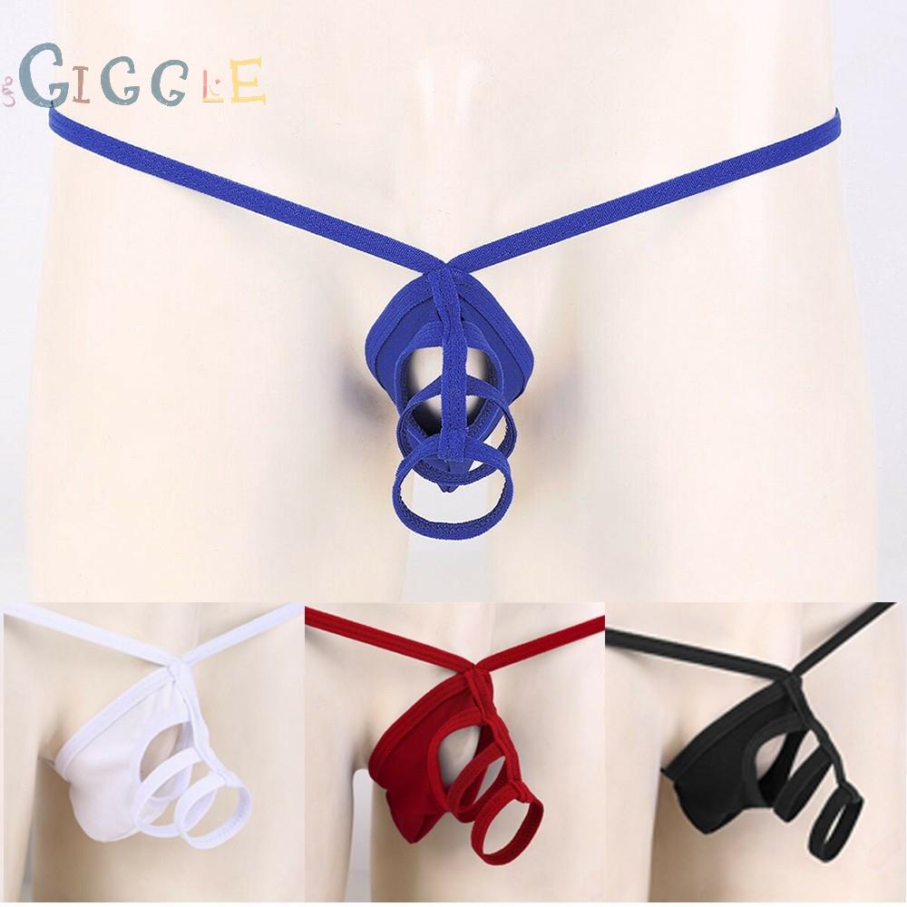 Men Gay C-String Thongs Open Briefs Sexy Soft Breathable See Through Underwear