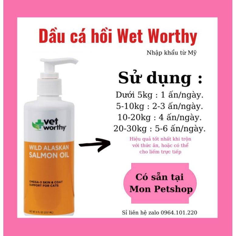 Dầu cá hồi Vet Worthy cho thú cưng chai 200ml